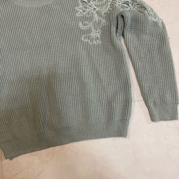 INC sage pullover lace crochet knitted sweater - Picture 5 of 7